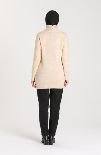 Knitwear Turtleneck Plain Sweater 4585-01 Beige 4585-01