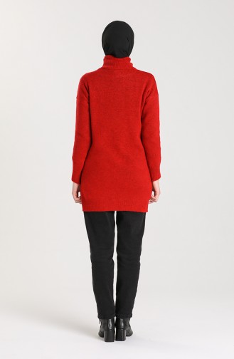 Knitwear Turtleneck Plain Sweater 4585-02 Red 4585-02