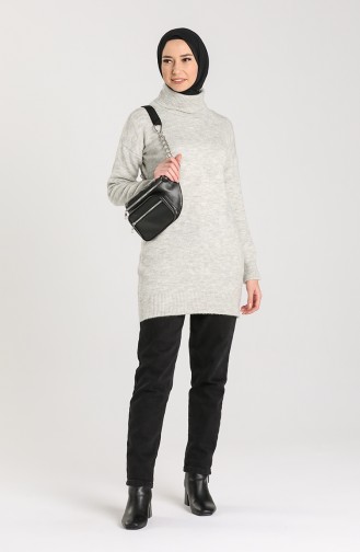 Knitwear Turtleneck Plain Sweater 4585-03 Gray 4585-03
