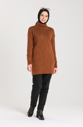 Knitwear Turtleneck Plain Sweater 4585-04 Tobacco 4585-04