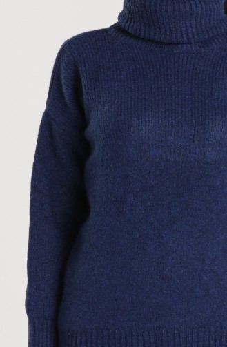 Knitwear Neck Short Sweater 5018-02 Navy Blue 5018-02