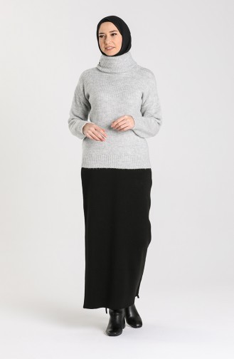 Knitwear Neck Short Sweater 5018-03 Gray 5018-03