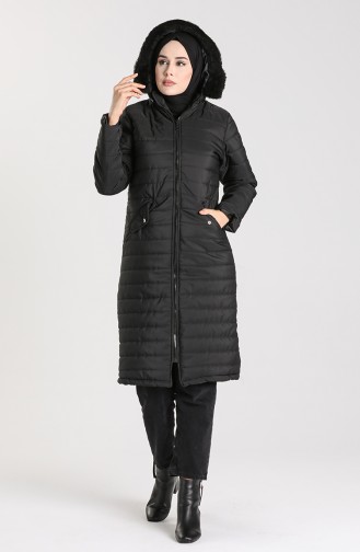 Zipper quilted Coat 1052c-05 Black 1052C-05