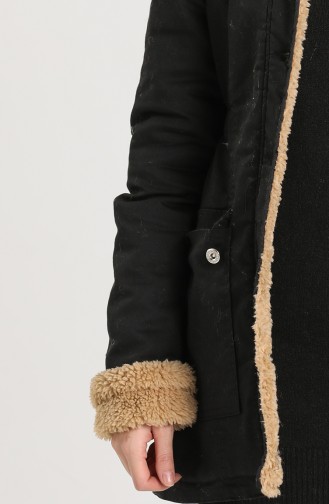 Fur Lined Coat 2603-01 Black 2603-01