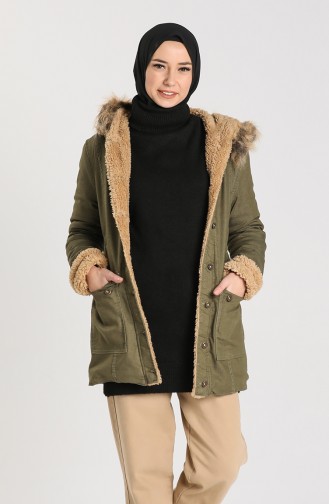 Fur Lined Coat 2603-04 Khaki 2603-04