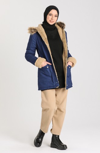 Fur Lined Coat 2603-05 Saxe Blue 2603-05