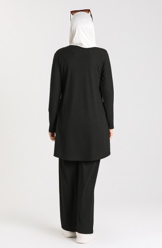 Ribbed Tunic Trousers Double Suit 2902-01 Black 2902-01