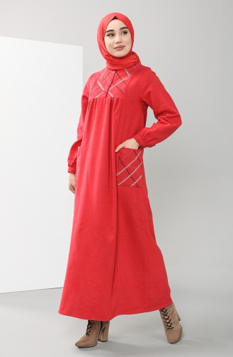 Weinrot Hijab Kleider 21K8157-05