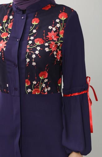 Lace Hidden Buttoned Dress 9315-01 Purple 9315-01