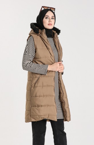 Gilet Sans Manches Beige Foncé 1053B-05