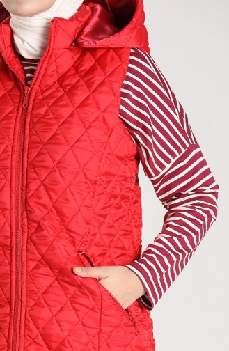 Gilet Matelassé à Fermeture 8015-01 Rouge 8015-01