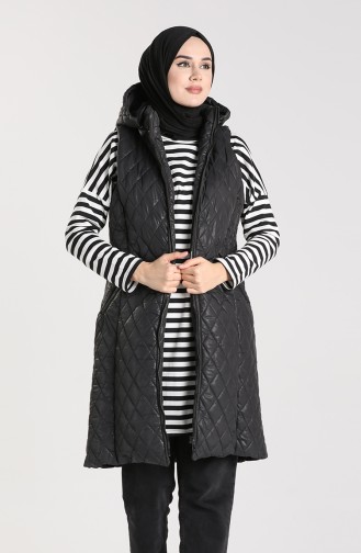 Gilet Matelassé à Fermeture 8015-03 Noir 8015-03