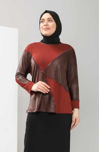 Ziegelrot Bluse 0204-03