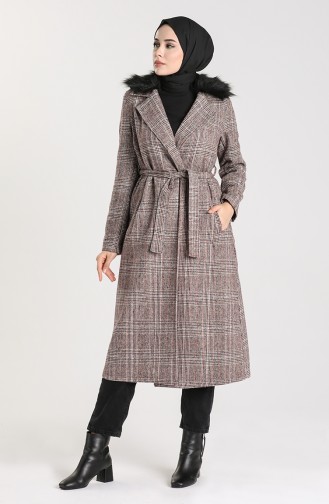 Checked Stamp Coat 0305-02 Claret Red 0305-02