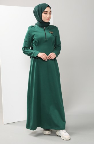 Smaragdgrün Hijab Kleider 9340-02