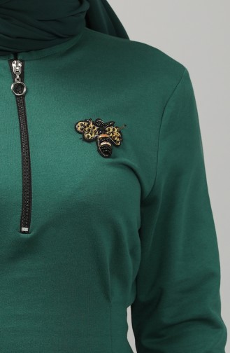Fermuarlı Spor Elbise 9340-02 Zümrüt Yeşili