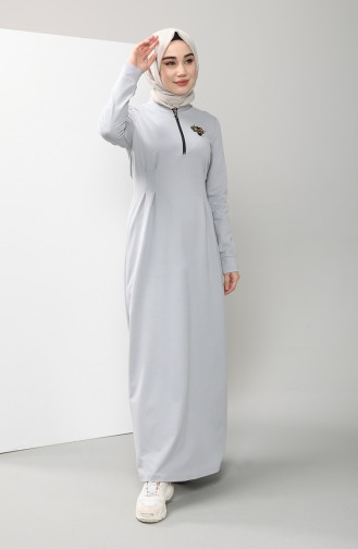 Grau Hijab Kleider 9340-06