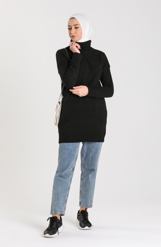 Knitwear Turtleneck Plain Sweater 4585-05 Black 4585-05