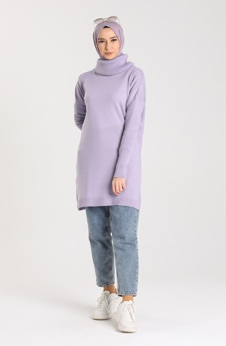 Triko Boğazlı Kazak 4988-02 Lila