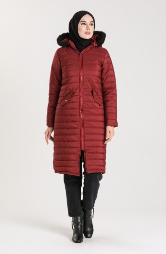 Zippered quilted Coat 1052c-03 Burgundy 1052C-03