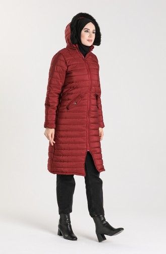 Zippered quilted Coat 1052c-03 Burgundy 1052C-03