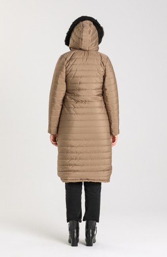 Fermuarlı Kapitone Mont 1052C-07 Vizon