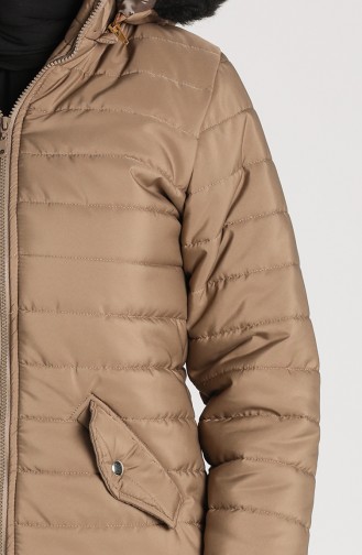 Fermuarlı Kapitone Mont 1052C-07 Vizon
