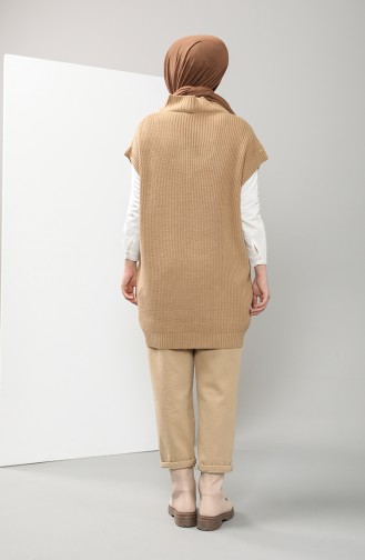 Triko V Yaka Süveter 5062-02 Camel