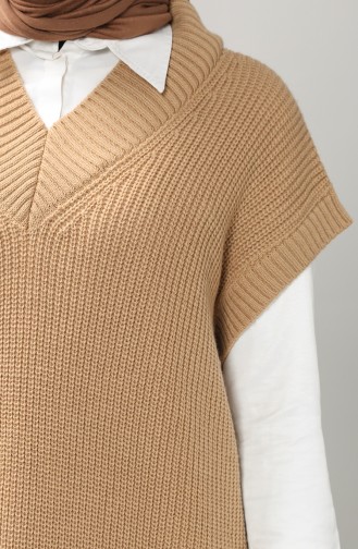 Triko V Yaka Süveter 5062-02 Camel