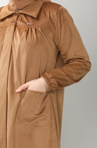 Plus Size Shirt Collar Velvet Tunic 4931-04 Camel 4931-04