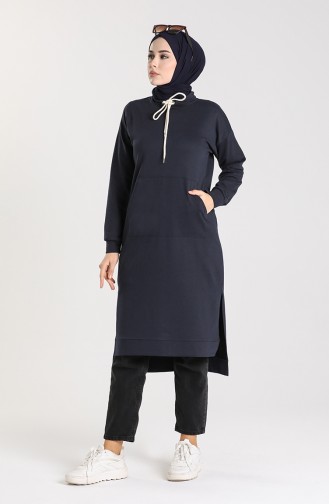 Pocketed Tunic 3234-08 Navy Blue 3234-08