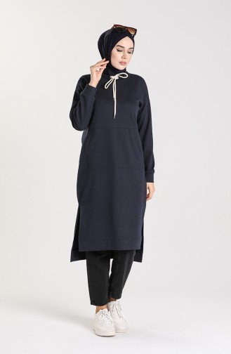 Pocketed Tunic 3234-08 Navy Blue 3234-08