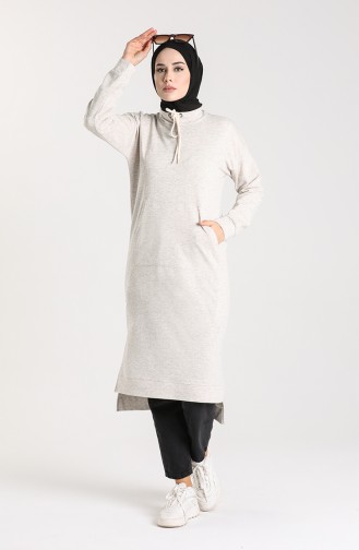 Side Slit Pocket Tunic 3234A-01 Beige 3234A-01