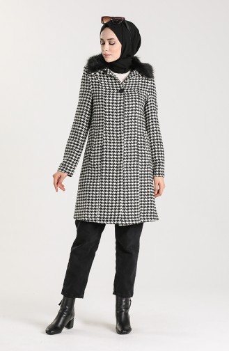 Houndstooth Patterned Stamp Coat 0306a-01 Black white 0306A-01