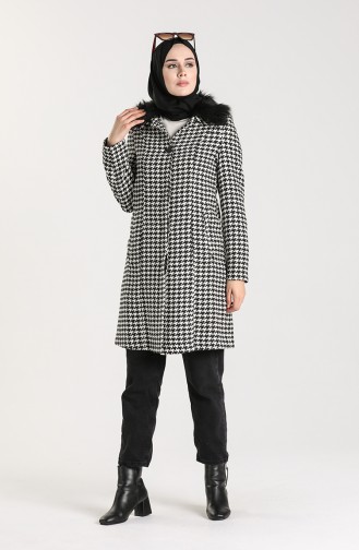 Houndstooth Patterned Stamp Coat 0306a-01 Black white 0306A-01