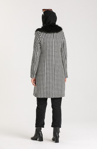 Houndstooth Patterned Stamp Coat 0306a-01 Black white 0306A-01