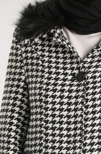 Houndstooth Patterned Stamp Coat 0306a-01 Black white 0306A-01