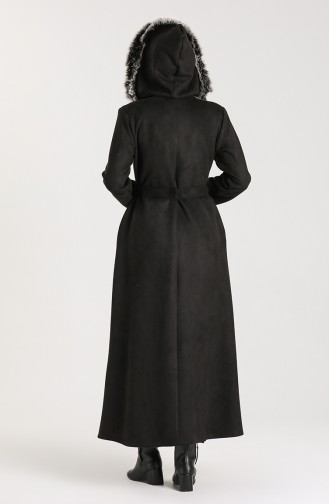 Plus Size Hooded Suede Coat 0119-01 Black 0119-01