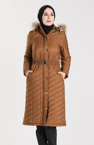 Hooded Quilted Coat 5057-06 Tobacco 5057-06