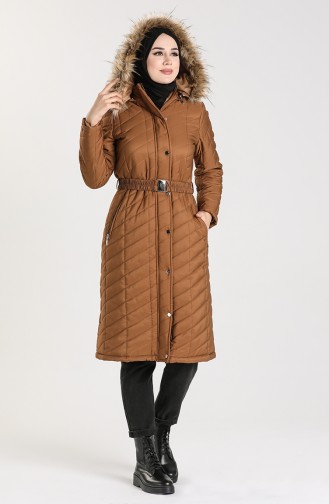 Hooded Quilted Coat 5057-06 Tobacco 5057-06