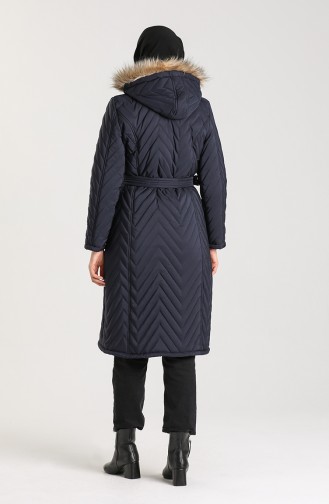 Arched Quilted Coat 0139-01 Navy Blue 0139-01