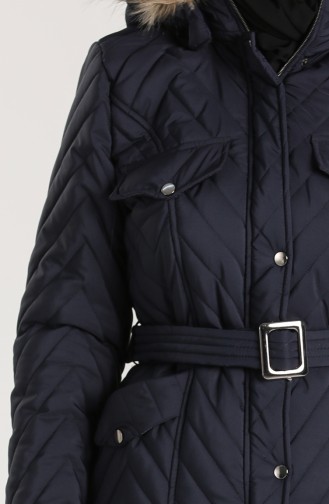 Arched Quilted Coat 0139-01 Navy Blue 0139-01