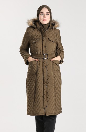 Arched Quilted Coat 0139-02 Khaki 0139-02
