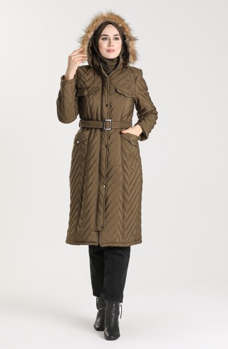 Arched Quilted Coat 0139-02 Khaki 0139-02