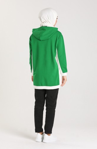 Kapüşonlu Sweatshirt 0255-01 Zümrüt Yeşili