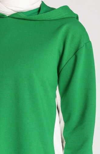 Kapüşonlu Sweatshirt 0255-01 Zümrüt Yeşili