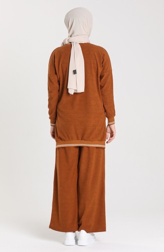 Ribanalı Tunik Pantolon İkili Takım 9029A-01 Taba