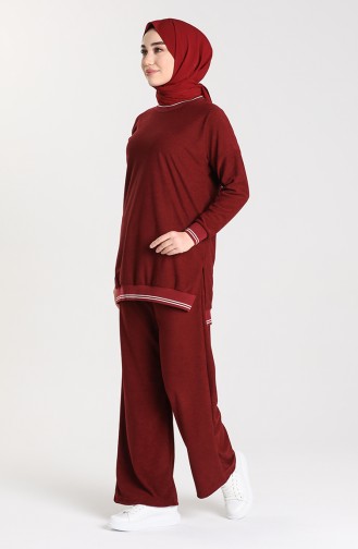 Ribbed Tunic Trousers Double Suit 9029a-02 Damson 9029A-02