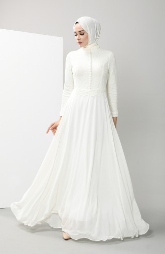 White Hijab Evening Dress 5075-05