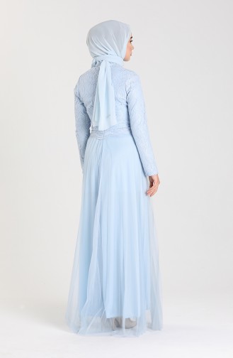 Baby Blue Hijab Evening Dress 5076-01